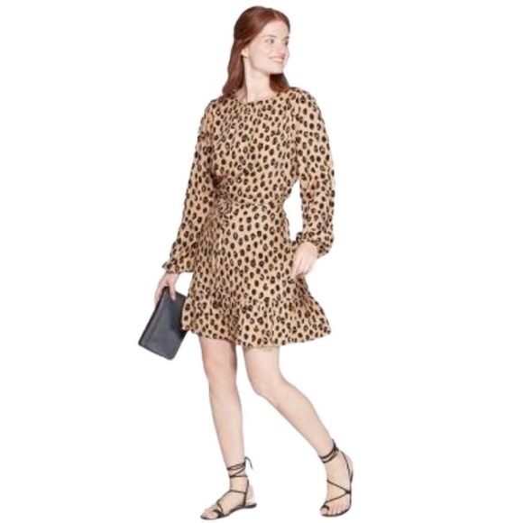 a new day Dresses & Skirts - A New Day Cheetah Long Sleeve Dress